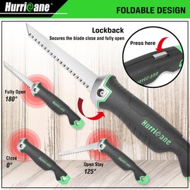 HURRICANE Folding Jab Saw, Foldable Drywall Saw Tool, Sheetrock Hand Saw, Keyhole saw, Lockback at 180 and 125 Degrees, Triple Ground Teeth, on drywall, wallboard, plywood, PVC and plastic cutting.