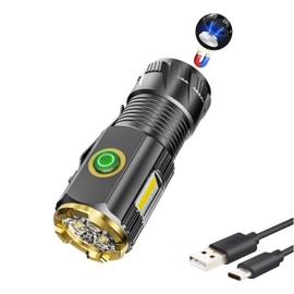 AIERSEN Mini LED Flashlight with Magnetic Base and Side Clip, 6 Modes, high Lumen, USB Rechargeable, IPX6 Waterproof, Best Small Flashlight for Camping, Repair and Emergencies