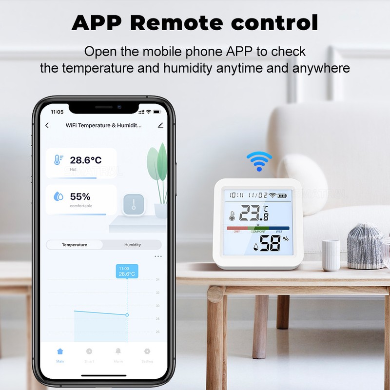 Tuya ZigBee Temperature Humidity Tester LCD Backlight Display Mobilephone APP