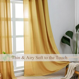 L.Z.E Gold Light Filtering Curtains for Living Room Bedroom Doorway Divider, Privacy Non-See-Through Curtains 108 Inches Long 2 Panels Set, Extra Long Rod Pocket Window Panels (55" W x 108" L)