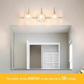 Ditoon Brushed Nickel Vanity Light, Antique Bathroom Vanity Light Over Mirror, 3 Light Lighting Fixture with Flower Glass Shade, Farmhouse Sconces Wall Lighting for Hallway Living Room Bedroom