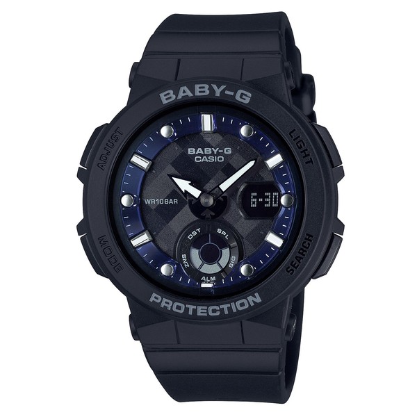 Casio BGA-250 Series Baby G BEACH TRAVELER Wristwatch, Black, Watch with shock resistant construction, neon illuminator