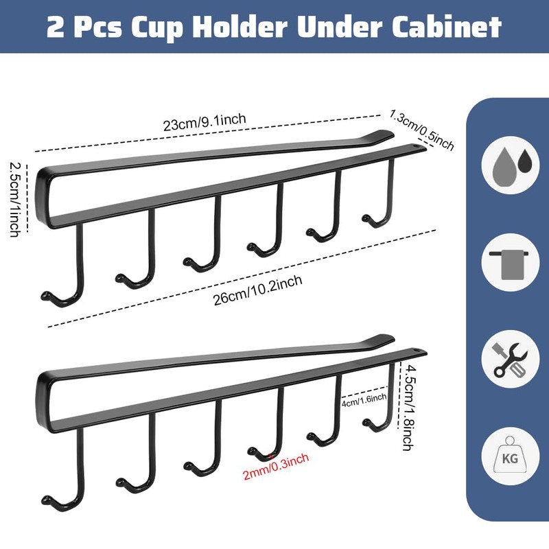 YAANBUNB Vertical Door Hook, Pack of 2 Cup Holders, Cups,