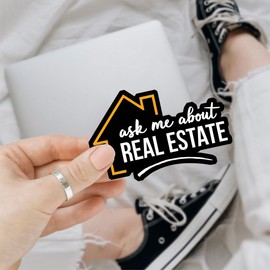 3 Pcs Ask Me About Real Estate Sticker, Realtor Sticker, Real Estate Agent Stickers for Waterproof Laptop Water Bottle Phone Car Window Helmet 3 Inches Gifts for Realtors and Brokers