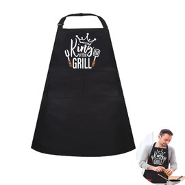 YYUEZHI Funny BBQ Apron for Men, Polyester Kitchen Apron, Men's BBQ Apron, Funny Gift for Men for Father's Day, Christmas, Birthday or BBQ Party, black