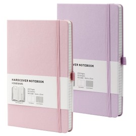 Notebook, Notebooks, Journal,HOMEMARS 2 Pack Notebook Journal for Work, Notepad,100GSM Lined Paper, A5 Notebook, Leather Journal Notebook, Leather Notebook,Pink Purple, for Office School Supplies