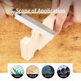 Rhombic Diamond File with Wooden Handle, Diamond Rhombic File Metal Grinding Woodworking for Working Tools, Glass, Ceramics, Gemstones (4 Inches)