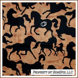 Springs Creative Products BonEful Fabric FQ Cotton Quilt VTG Brown Black Tan HORSE Boy Kid Equestrian Sale