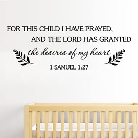 Wall Decals for Kids Scripture Quotes Wall Sticker for This Child I Have Prayed Bible Verse Faith Prayer God Biblical Religious Christian Church Jesus Pray Vinyl Art Mural Decor