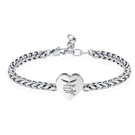 zeqingjw Heart Cremation Bracelet Lava Stone Urn Bracelet for Ashes for Women Men Stainless Steel Adjustable Keepsake Cremation Memorial Ash Jewelry (Silver)