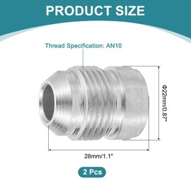 sourcing map 2Pcs Male 10AN Weld on Bung Fitting, Aluminum Alloy Flare Union Coupler for Automotive Replacement Fuel System Fittings, Silver