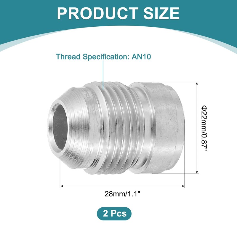 sourcing map 2Pcs Male 10AN Weld on Bung Fitting, Aluminum
