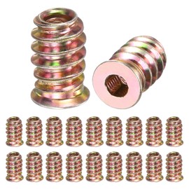 M METERXITY 20-Pack Threaded Inserts for Wood, M4x15mm Hex Drive Threaded Insert Nuts for Wood Furniture, Threaded Screw-in Nuts [Gold Tone]