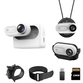 Mini Body Camera 1080P - IPX7 Waterproof, 128GB Storage, 2500mAh Charging Case, Magnetic Lanyard,Auto Loop Recording Body Worn Camera for Pets, Travel, Work, Water Sports, Outdoor Adventures(White)