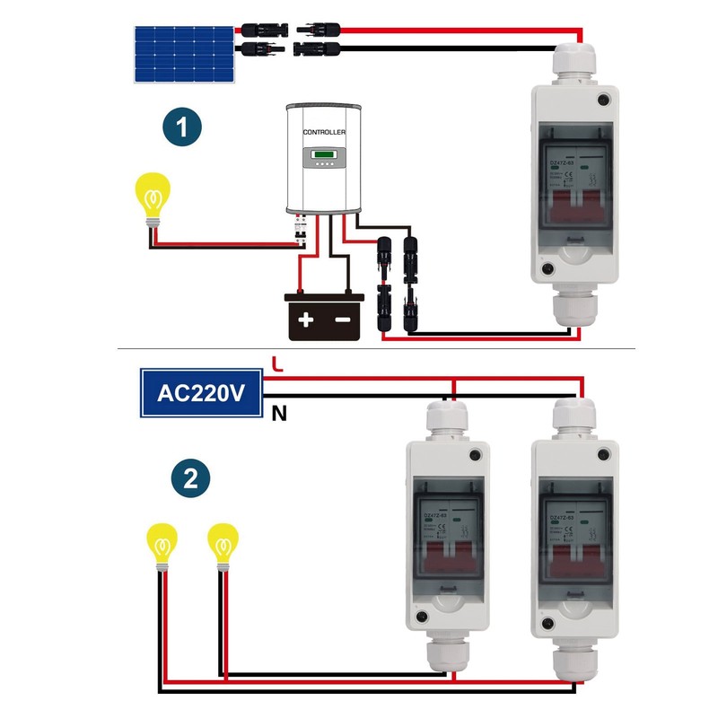 PV Solar Disconnect Switch Photovoltaic Circuit Isolator Miniature RV Breaker