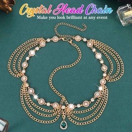 Aukmla Gold Head Chain Jewelry Boho Headpiece Prom Accessories for Women