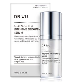 DR.WU Glutalite C Intensive Brightening Serum (Whitening Essence), Vitamin C, Moisturizing, Dullness, Sensitive Skin, Drying, Stains, Freckles, 5.3 fl oz (15 ml)