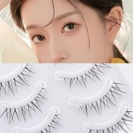 Miz Barn Daily Lashes 4 Pairs Natural Look False Eyelashes, Natural Soft Lightweight Comfortable Short Lashes Strip Cross Clear Band Handmade Fake Eyelashes(GT02)