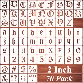 2 Inch Alphabet Letter Stencils for Painting - 70 Pack Old English Letter and Number Stencil Templates with Signs for Painting on Wood, Reusable Letters Stencils for Chalkboard Wood Signs & Wall Art