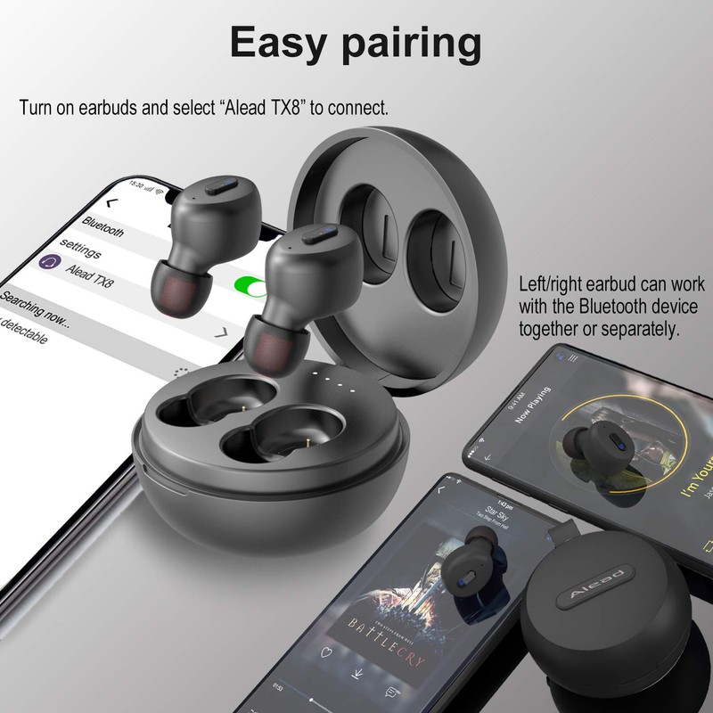 Alead TX8 Bluetooth 5.0 True Wireless Earbuds (TWS) with Wireless