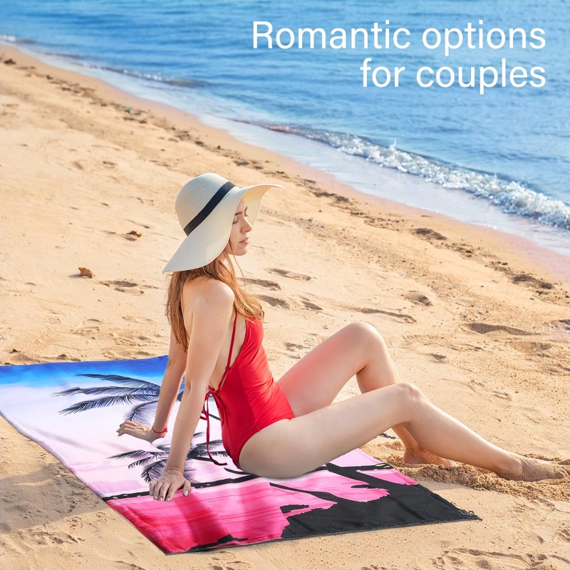 VZZNN 2Pcs Large Microfibre Beach Bath Towel - Quick Dry