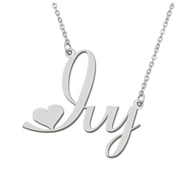 Aoloshow Stainless Steel Silver Ivy Name Necklace Love Heart Necklace for Best Friends Mothers Day Jewelry
