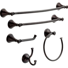 Delta 79710-RB Cassidy 18-in Glass Shelf with Towel Bar in Venetian Bronze