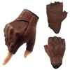 Harssidanzar Mens Gloves Half Finger Goatskin Leather Motorcycle Gloves GM037UK,