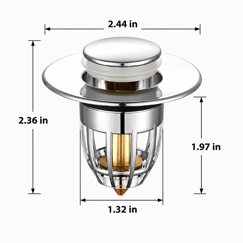 Pop-Up Bathroom Sink Drain Stopper with Hair Catcher Filter, Push-Button