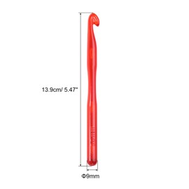 uxcell Crochet Hooks 9mm Ergonomic Knitting Needle Plastic Colorful Transparent Crochet Hooks for DIY Crocheting Yarn Blanket Carpet Weaving, Red