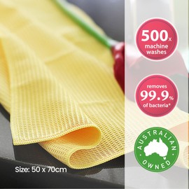 White Magic Tea Towel Single Pack, Lemon – Recycled Plastic Ultra Absorbent Microfibre, 70x50cm, Lint-Free, Quick-Drying, Durable & Stylish Kitchen Towel, Multi-Purpose Use, Easy Care
