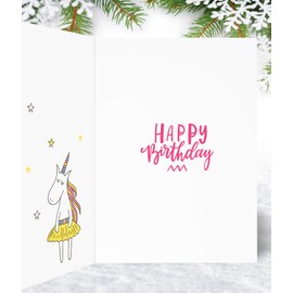 Granddaughter 9th Birthday Card - Funky Unicorn - Medium Sized Card (A5 Size -148mm x 210mm) with Envelope