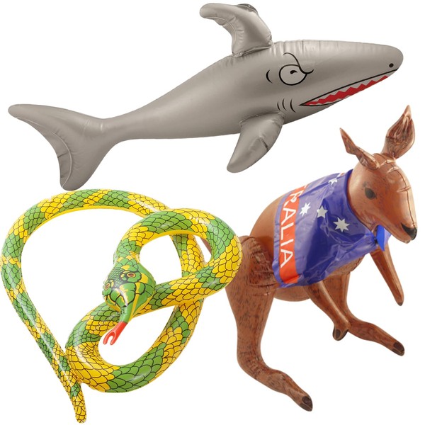 Australia Day Inflatables Party Pack - Shark Kangaroo & Snake Inflatable Decorations Photobooth Props Set