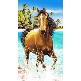 Gocher Large Bath and Beach Towels Horse Dolphin Microfiber 100x180cm Bathroom Hotel Large Towel for Adults - (Horse)