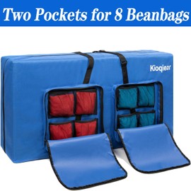 Kioqiear Padded Cornhole Carrying Case for 4' x 2' Regulation Size Board,Heavy Duty Cornhole Board Bag with Extra Pockets and Adjustable Shoulder Strap. (Blue)