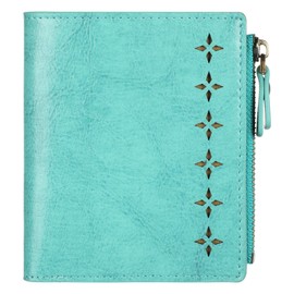 Lavemi Ultra Thin Small Compact Leather Womens Girls Wallets RFID Blocking Credit Card Holder for Women, 1-tiffany Blue, One Size