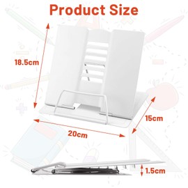 Book Stand, Metal Book Stand, Adjustable Reading Stand for Reading, Foldable Children's Book Stand, Multifunctional Metal Reading Frame for Kitchen, Study, Office, School, Cookbook Stand
