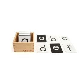 Montessori Sandpaper Letters Set | Black & White Lowercase & Uppercase Cards | 3.5"x2.8" Alphabet Sensory Learning Tool