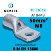 Cembre A10-M8 Tube Cable Lug 50 mm² M8 Uninsulated Tin-Plated