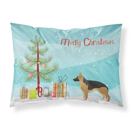 Caroline's Treasures CK3540PILLOWCASE German Shepherd Christmas Tree Fabric Standard Pillowcase Lightweight Super Soft Easy Care Decorative Artwork Pillowcase, Standard