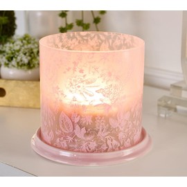 QVC HomeWorx by Slatkin + Co. Printed Toile Glass & Ceramic Hurricane - Color: Pink