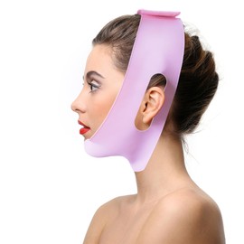 Post Surgical Chin Strap for Women，Neck & Chin Lipo Compression Garment，Anti Snoring Chin Strap，Reusable Silicone Chin Strap (Pink)