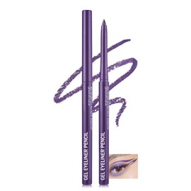Purple Glitter Gel Eyeliner Pencil Waterproof, Metallic Retractable Cream Smooth Eye Liner Pencils, Long Lasting Waterline Hypoallergenic Precision Eyeliner Pencil, Smudge-Proof Makeup for Women-06