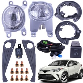 BestParts LED Fog Lights Set Kit Compatible With Toyota C-HR CHR 2020 2021 2022 With Covers + Brackets + Switch + Wiring Replaces TO1039235 52127F4210 TO1038235 52128F4280 8121012240 8122012240