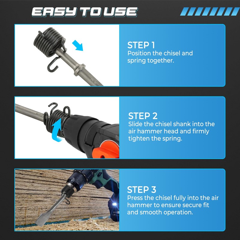 NATGAI 10PCS Air Hammer Chisel Set, Heavy Duty Pneumatic Chisels