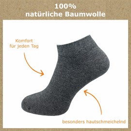 GAWILO Men's Trainer Socks Made of 100% Pure Cotton (6 Pairs | 10 Pairs) | Short & Thin Socks | Without Pressing Seam Over the Toes, Grey | 6 Pairs, 43 - 46