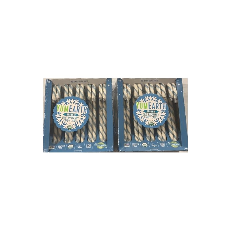 YumEarth Organic Blue Raspberry Candy Canes 10ct Box