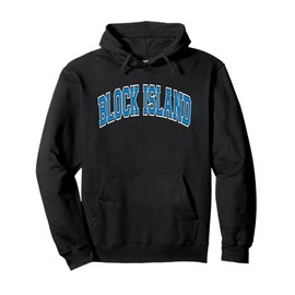 Block Island Arched Blue Text Pullover Hoodie