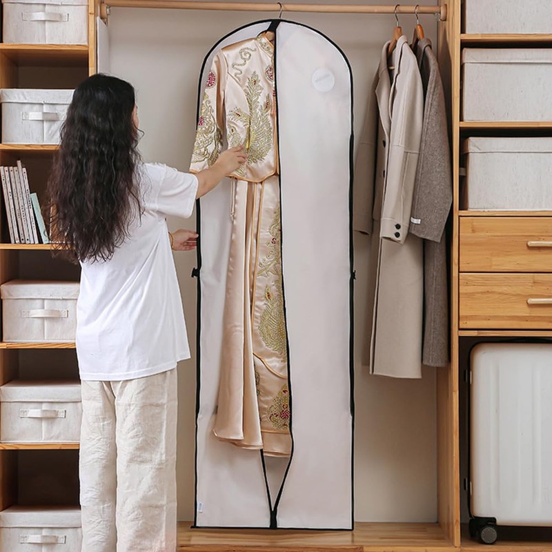 KUBEMUEG 72" Wedding Dress Garment Bags Foldable Dress Bag for