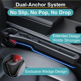 ZYMBU Car Seat Gap Filler Set of 2, Upgraded Gap Stopper Universal Fit for Cars, SUVs, and Trucks, Block The Gap Between Seats and Console, Organize, and Prevent Items from Dropping
